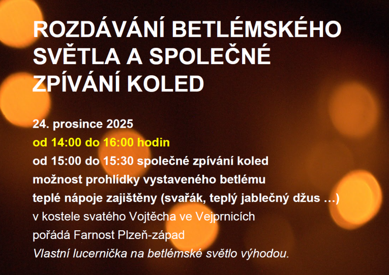 betlémské světlo a&nbsp;zpívání koled 2025